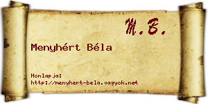 Menyhért Béla névjegykártya